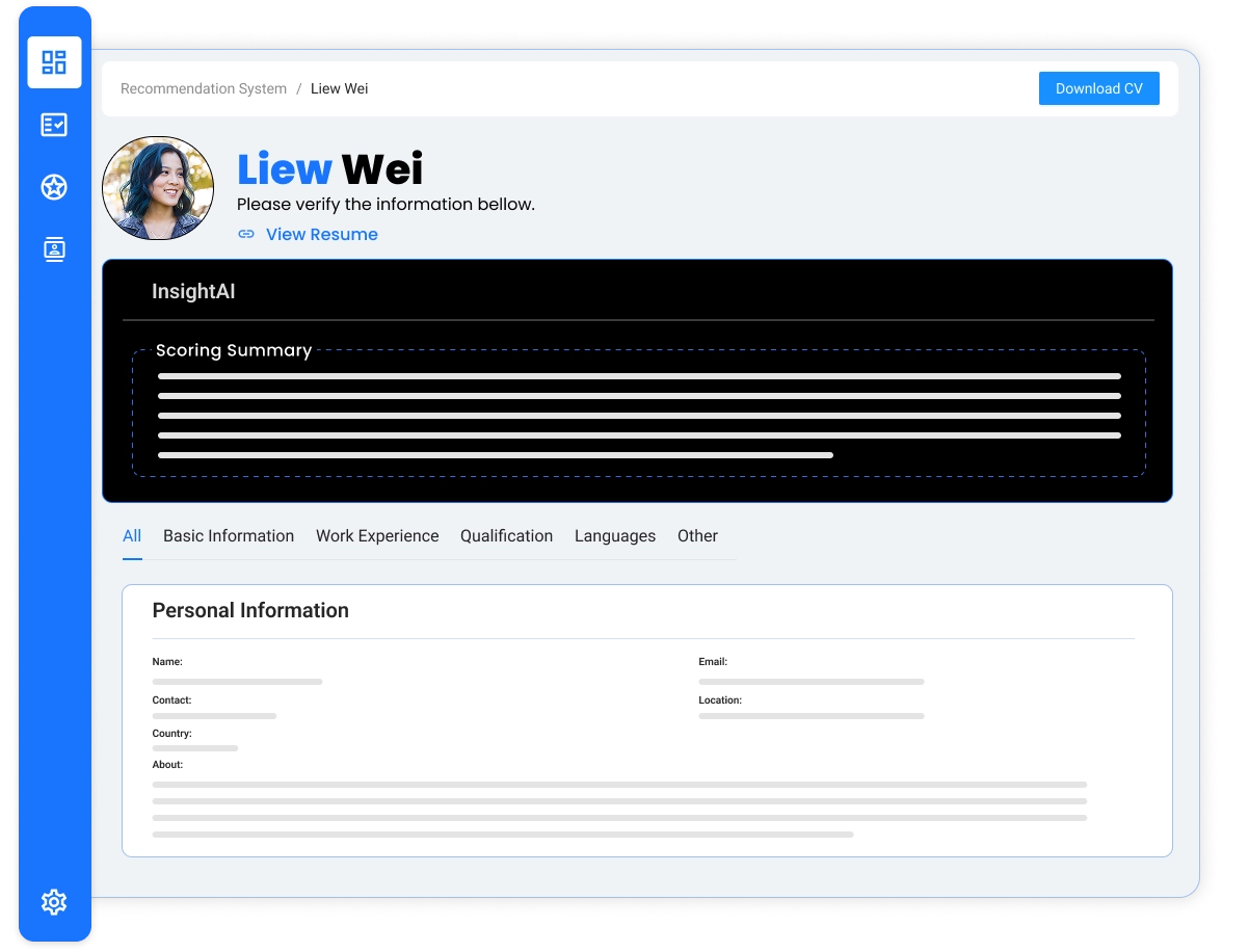 View and Download Candidate Profiles
